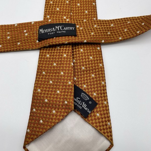 Countess Mara Mens Tie Hand Made Geometric Orange Necktie - Picture 5 of 5